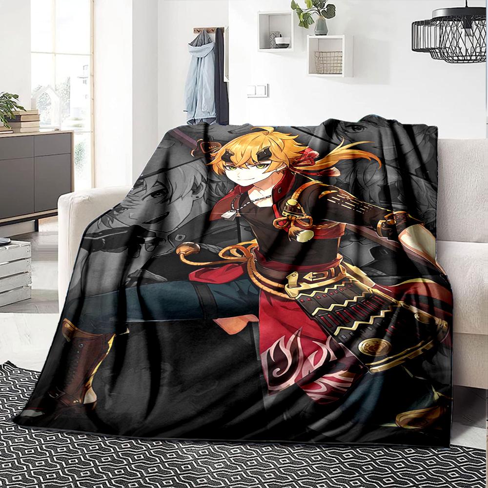 1Pc Genshin Impact Anime Character Blanket Soft Comfortable Polyester Blanket All Season Use Suitable Bedroom Office Outdoor Christmas Gift Choice Pri