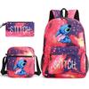 Interstellar Baby Stitch Three-Piece School Bag Cartoon Peripheral Printed Polyester Backpack Student School Bag Leisure Bag