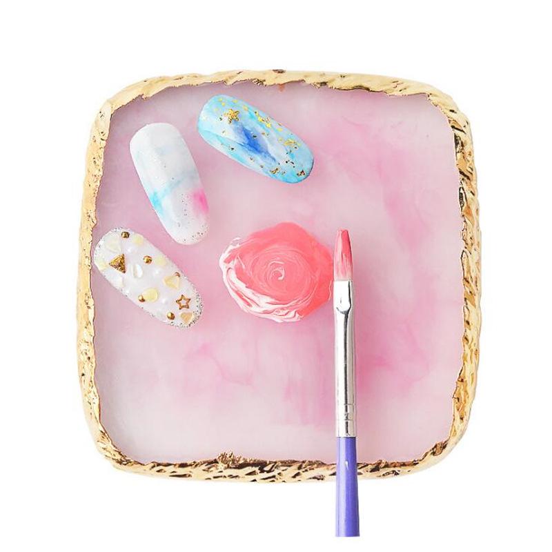 

Gold-Edged Agate Nail Art Resin Palette Display Board