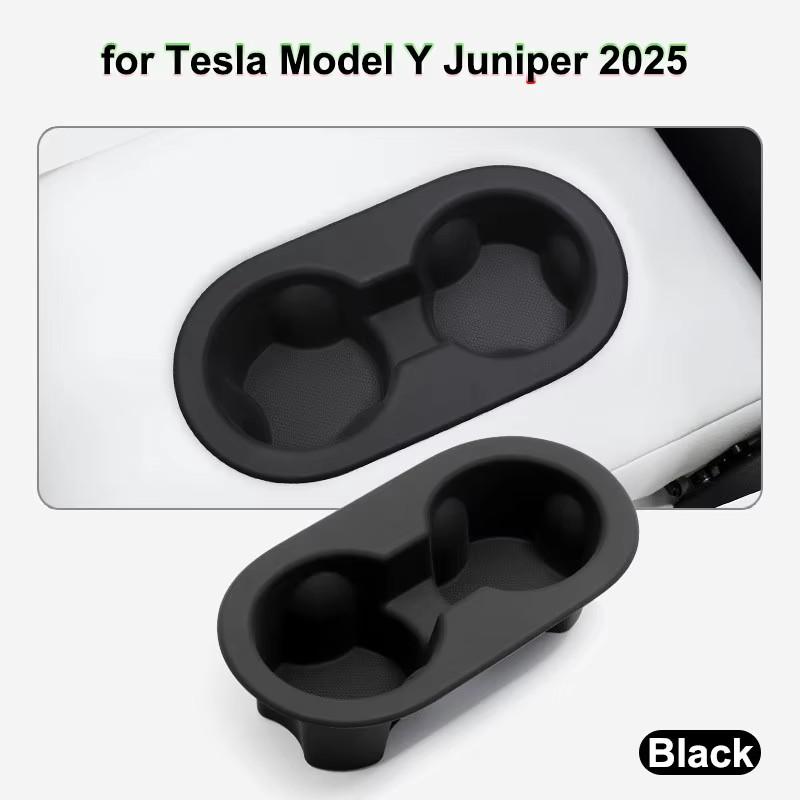 For Tesla Model Y Juniper 2025 Water Cup Holder Center Control Front & Rear Seater Insert Silicone Organizer Limiter MY LAUNCH