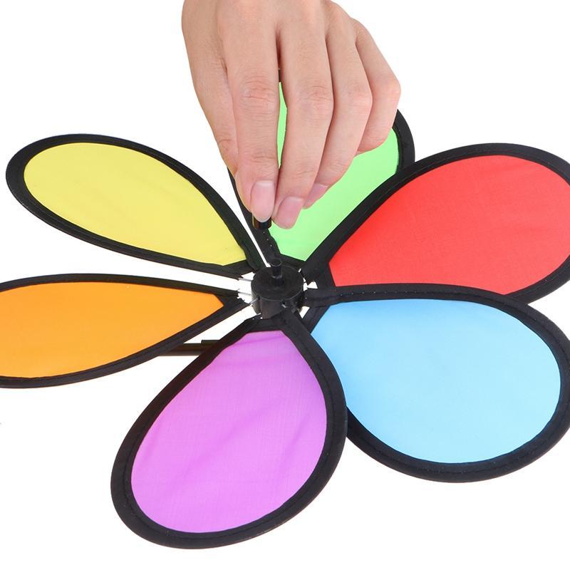 Windmill Colorful Rainbow Flower Spinner Wind Windmill Garden Yard Outdoor Decor