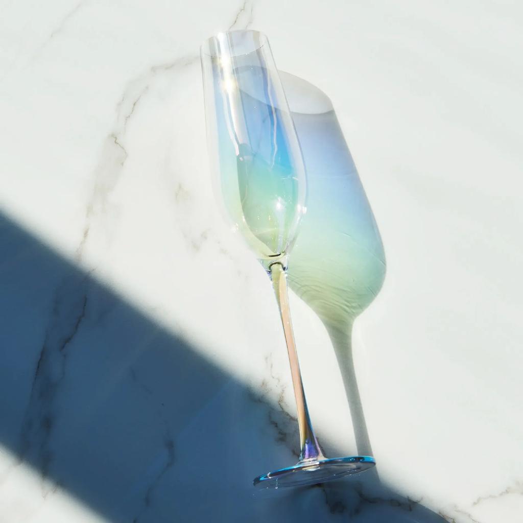 Luxusní duhové sklenice na víno s přechodem barev, Křišťálová sklenice na šampaňské, whisky, koktejly, Vysoké nožičky, Dárkové barové doplňky
