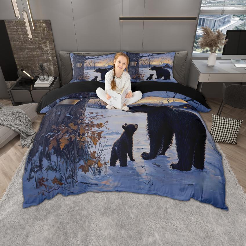Comforter Homewish Xmas Santa Claus For Kids Children 2Pcs/3Pcs Rustic Lodge Cabin Xmas Bedding Happy New Year Bed Set
