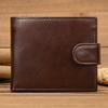 Genuine Leather Wallet, Snap-On Four-Fold Short Wallet, Men'S Short Wallet, Multi-Card Compartment, Multifunctional Two-Fold Wallet