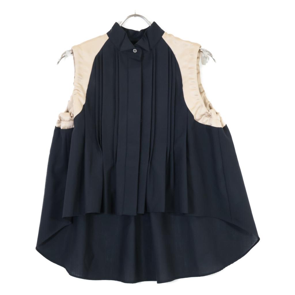 sacai 22-06039 22Stainless Steel Black Suiting Mix Shirt Sleeveless Shirt Blouse tops 1 blackUsed