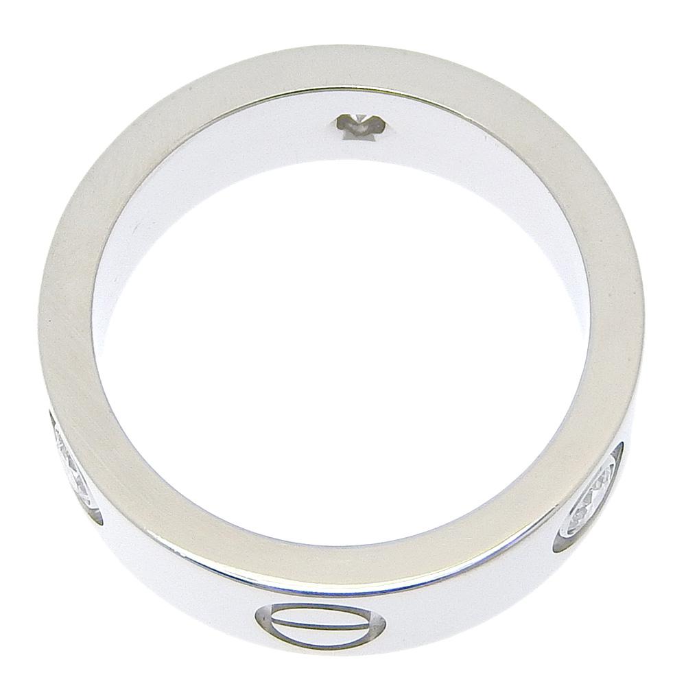 CARTIER Love Ring Ring Half diamond K18 white gold/diamond #4.9(US Size) 8.1g Women Used