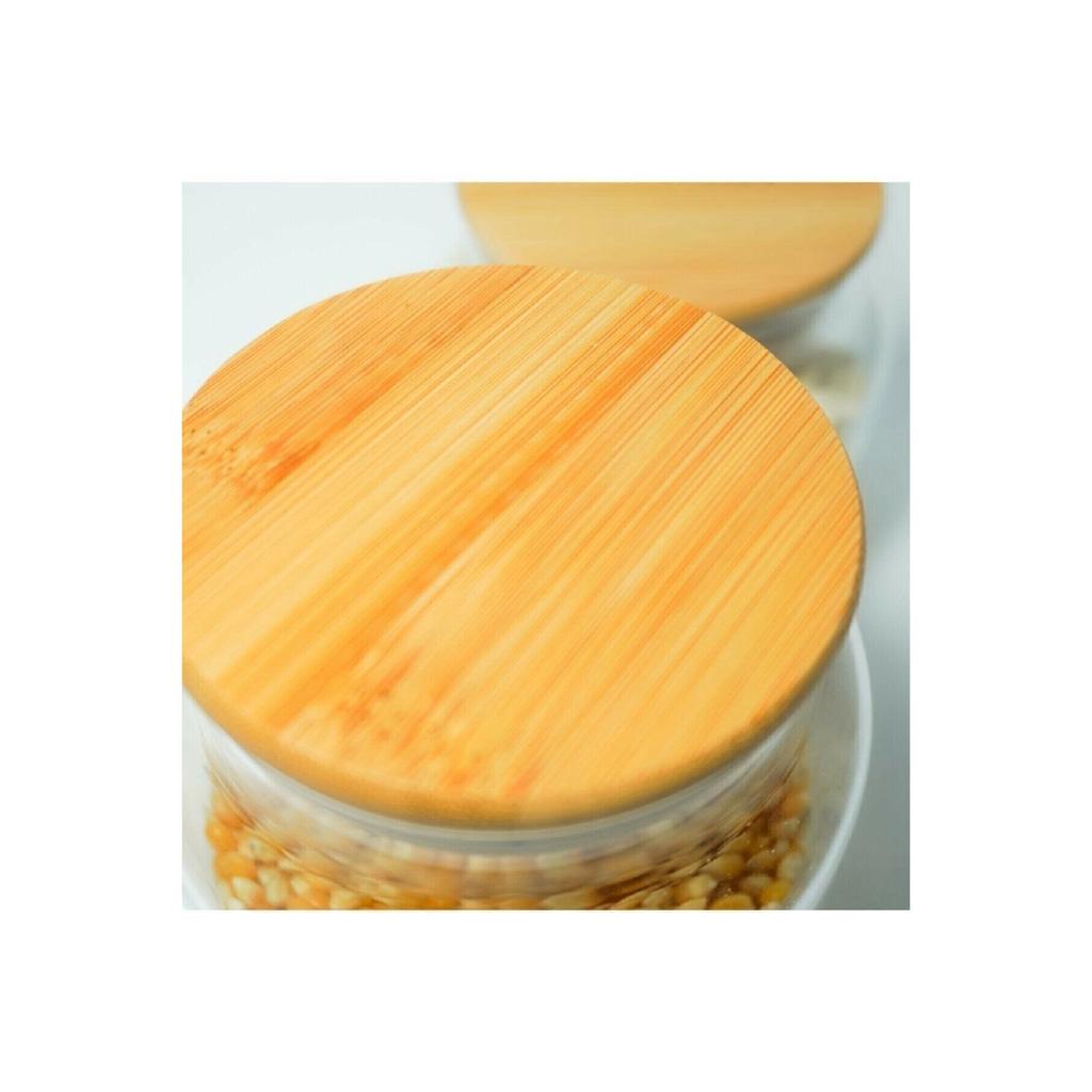 Jumbo Size 6-piece Vacuum Glass Jar With Bamboo Lid - Spice Set 1440ml
