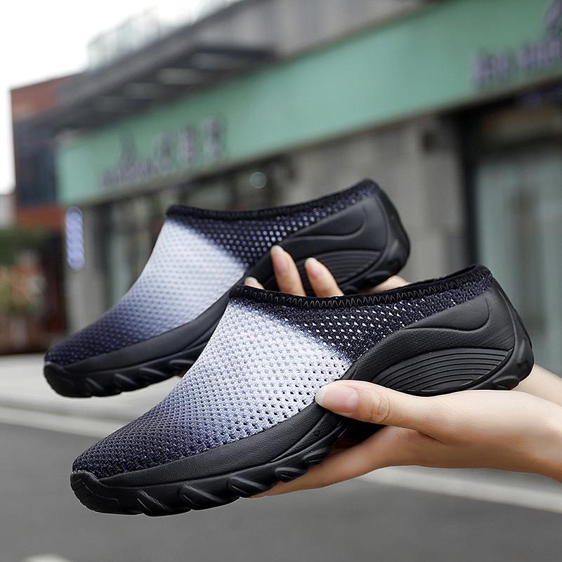 Women's Backless Walking Sneakers Summer Slip-on Mule Shoes Closed Toe Slippers Height Increase Comfort Casual Traveltime Mule