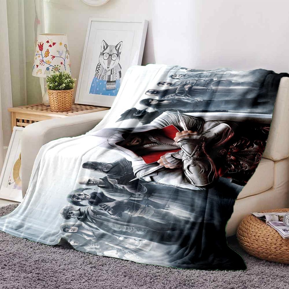 Coperta stampata con tema Assassin's Creed - Perfetta per divano, letto, viaggi e uso all'aperto | Lavabile in lavatrice, accogliente e resistente.