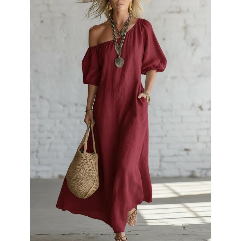 BITCED Fashion Summer Spring Solid Color Print Short Sleeve Casual Dresses