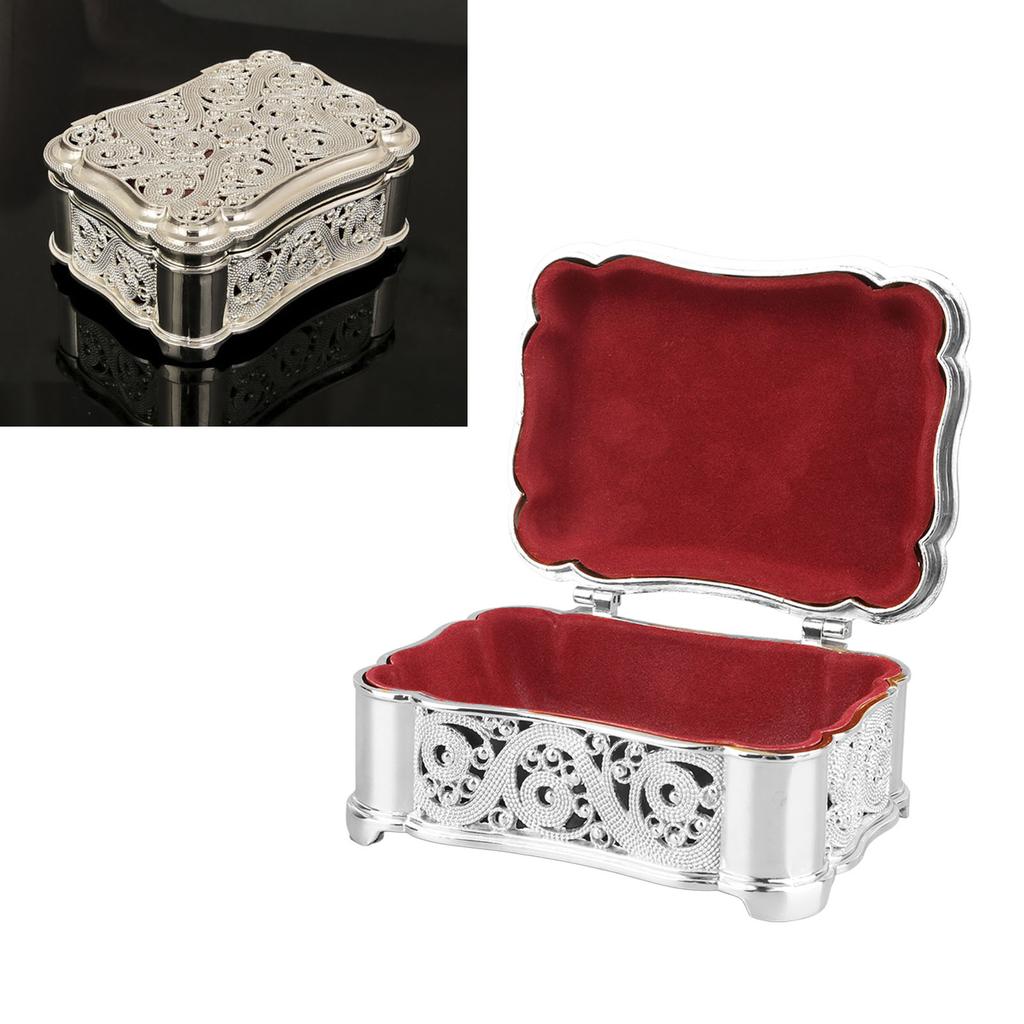 Metal Jewelry Storage Box Vintage Alloy Small Treasure Chest Case Trinket   for Ear s Necklace Bracelet