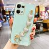 Reno7 4g Love Heart Bracelet Case For Oppo Reno 7 5 6 8 Lite 7lite 8t Reno6 Reno5 Chain Plating Silicone Cover Realme 10 9 Pro