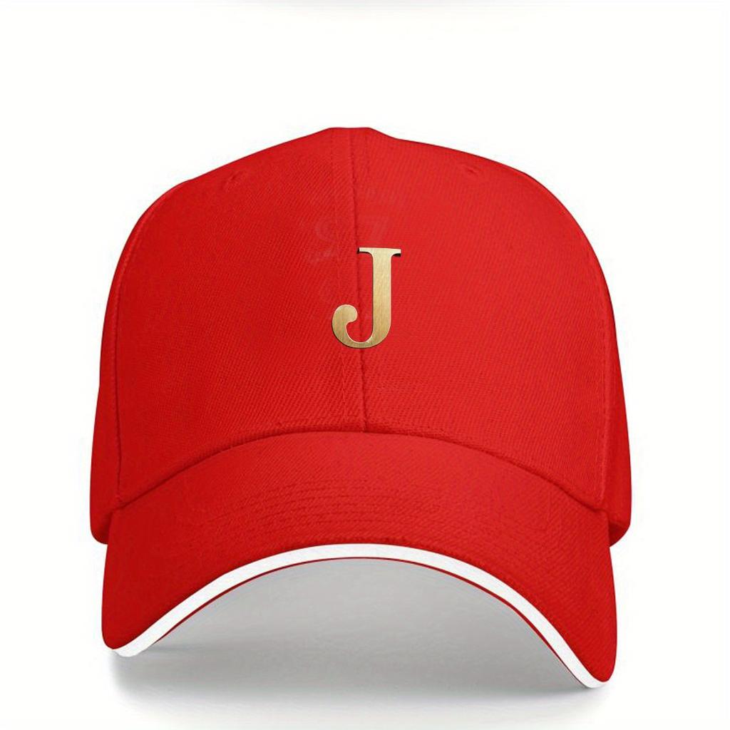 QuickDry Unisex Cap 1pc Lightweight QuickDry Unisex Golden J Letter Cap with Adjustable Strap  Breathable