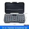 24-in-1 Multifunctional Ratchet Screwdriver Set with S2 Bits for Household Use