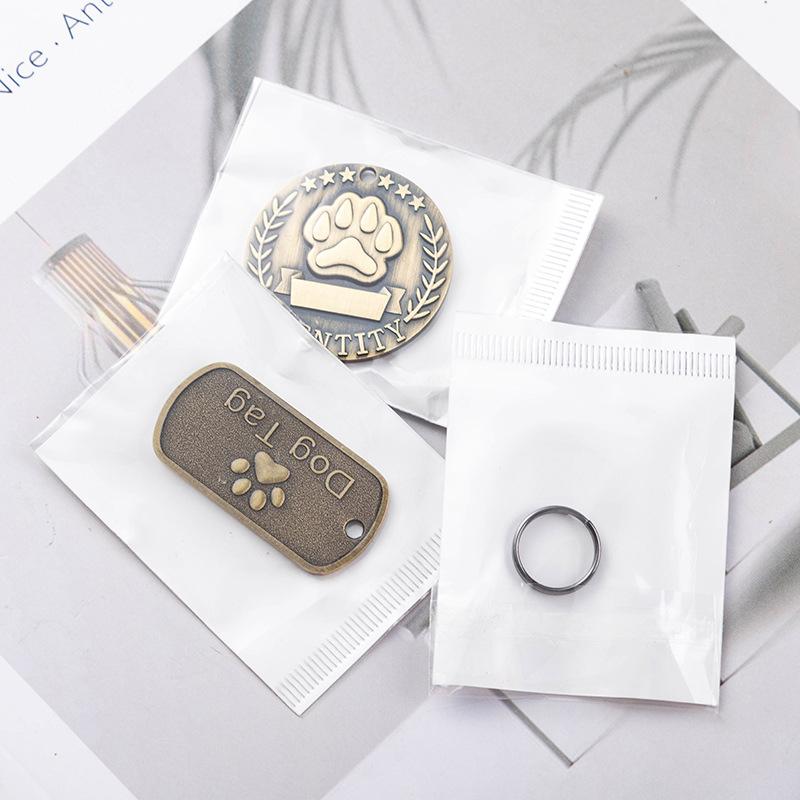 Vintage Bronze Zinc Alloy Luxury Pet ID Tag Custom Engraved Dog Tag with Paw Print Durable Metal Collar Tag for Dogs