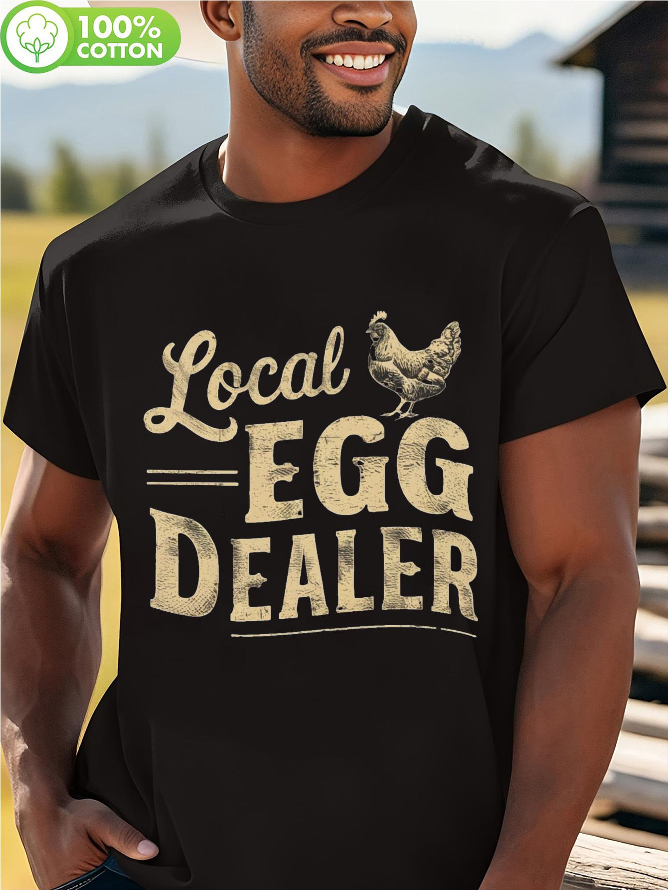 

Casual Round Neck T-shirt with Chicken & Local Egg Dealer Print - 100% Polyester Knit XXL