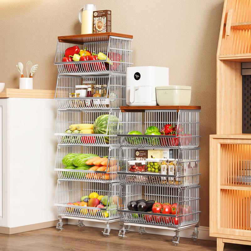 Multi-Tier Floor Storage Rack for Fruits, Vegetables & Snacks