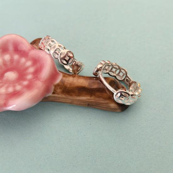 Elegant Retro Copper Coin Earrings: Hollow Design, Simple Style, Lucky Gift for Women