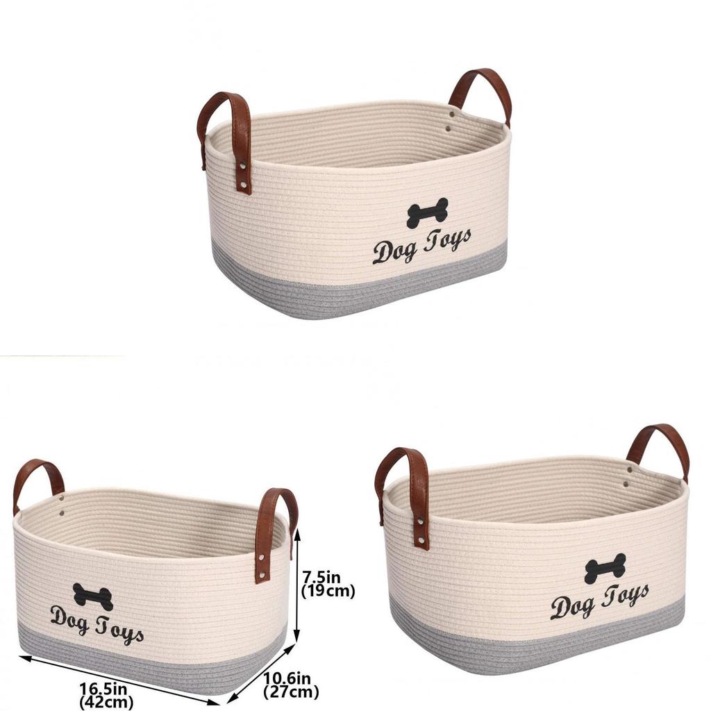 Cotton Multifunction Storage Basket With Handles For Home Organization And Toy Storage
