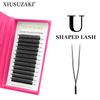 XIUSUZAKI U Shaped YY Eyelashes Extensions Matte Black Natural Double Tips U Shape 2D YY Lashes Premade Fans Volume False Lashes
