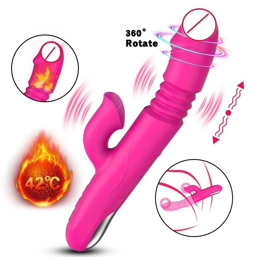 Powerful Thrusting Vibrator Female Clitoris Sucker Vacuum Stimulator Tongue Licking Dildo Adult Supplies Vibro Sex Toy for Women