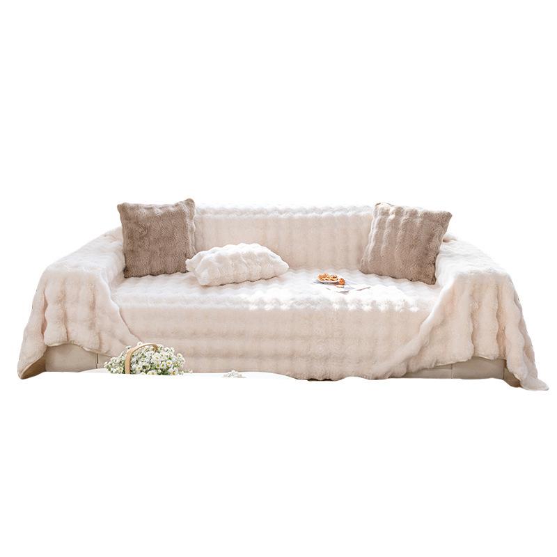 Thickened Silky Rabbit Fur Sofa Cover & Cushion Blanket