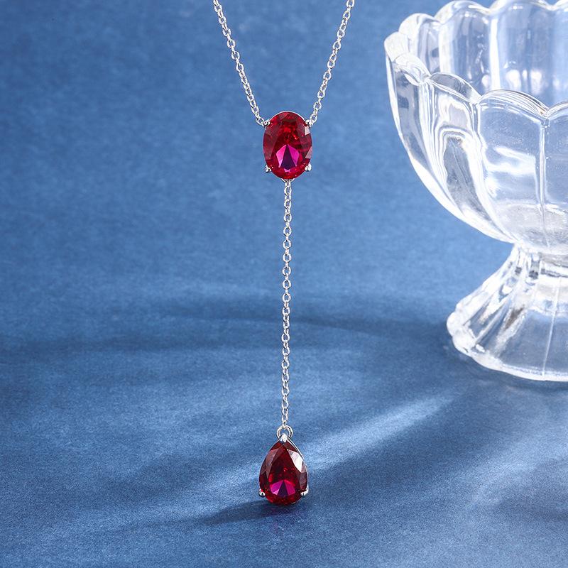 

Ювелирный набор Имитация Цветные Сокровища Имитация Красное Стекло Серьги 10 * 14 Подвеска Ожерелье 10 * 14 Набор