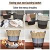 Blue Rattan Woven Laundry Hamper: Multipurpose Basket for Clothes, Toys, and Home Storage