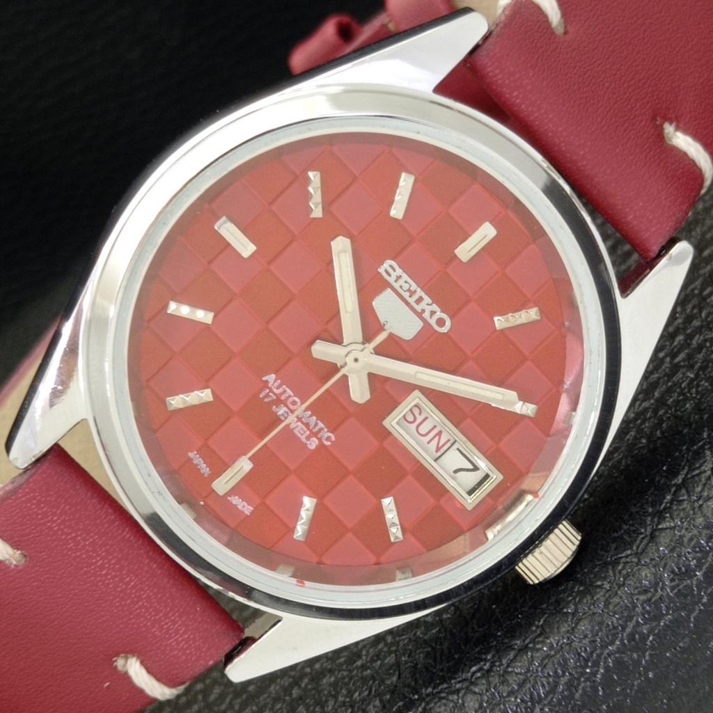 

SEIKO 5 AUTOMATIC JAPAN MENS 6309A REFURBISHED RED COLOR DIAL WATCH a440324-4 Sk-a440324