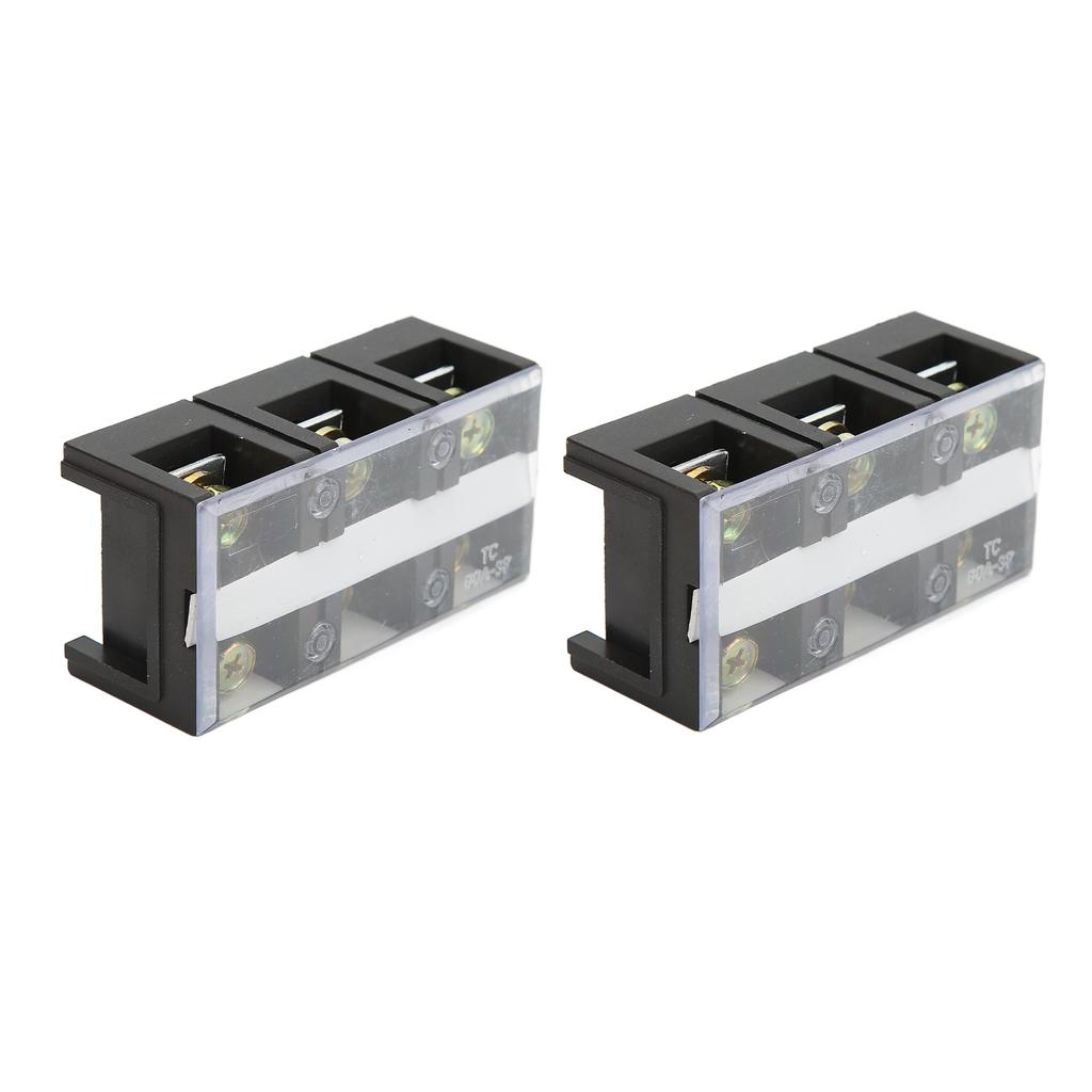 2 Pcs Terminal Block Dual Rows 60A 600V Compact Terminal Block Barrier Strip with PC Shell for Power Distribution