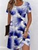 New Short Sleeve Floral Pattern Women Mini Dresses Summer 3D Flower Printed Ladies Street Dress