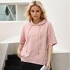 DIMANAF 2025 Felpa con cappuccio pullover taglie forti T-shirt estiva da donna asimmetrica a maniche corte larghe