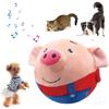 Vibrierendes Hundespielzeug Wiederaufladbarer Teaser für Haustierkatzen Hunde Interaktiver Plüsch-Schweinchenball mit Hüpfen und Soundeffekt