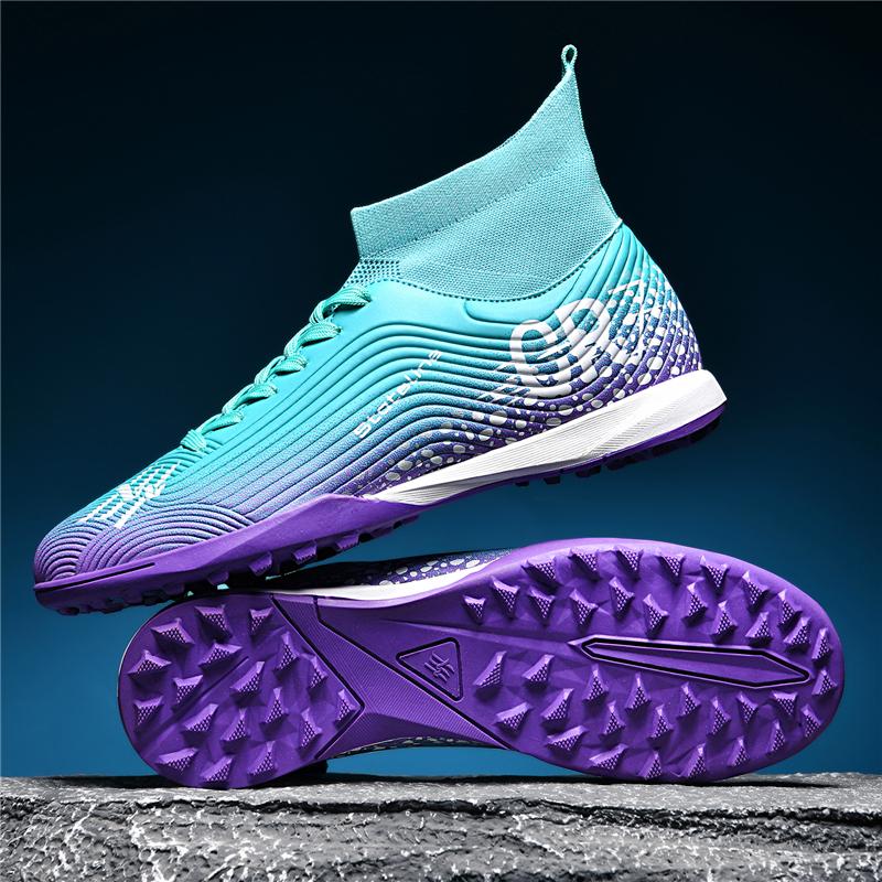 Mens Soccer Shoes High Top Athletic Professional Outdoor Field Training Football Shoes Grass Futsal Court Football Boot for Men
