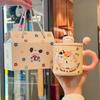 Birthday Gift Cute Cat Mug with Lid Couple Water Cup High Looking Bestie Ceramic Cup Practical Souvenir