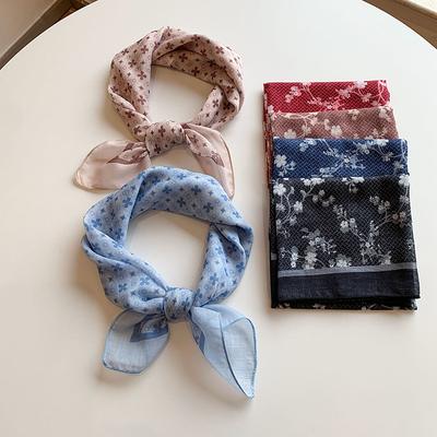 18 foulards carrés en coton et lin foulard en soie femme style coréen littéraire et polyvalent mode printemps et automne nouveau foulard à tempérament foulard bandeau