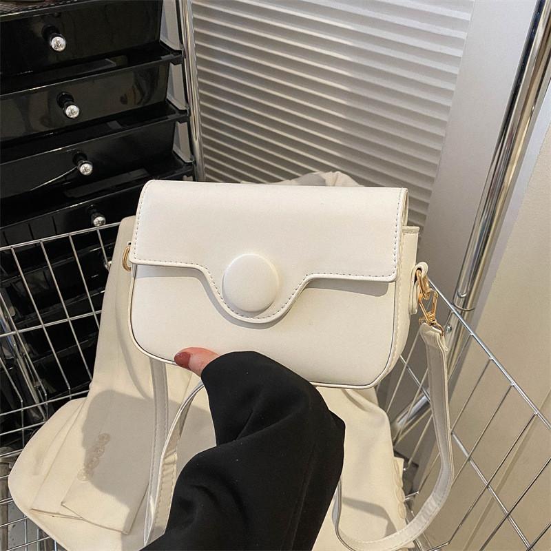 Stylish Spring Women's Pu Small Square Handbag Trendy Versatile Shoulder Bag In Black White Khaki Rosy Orange