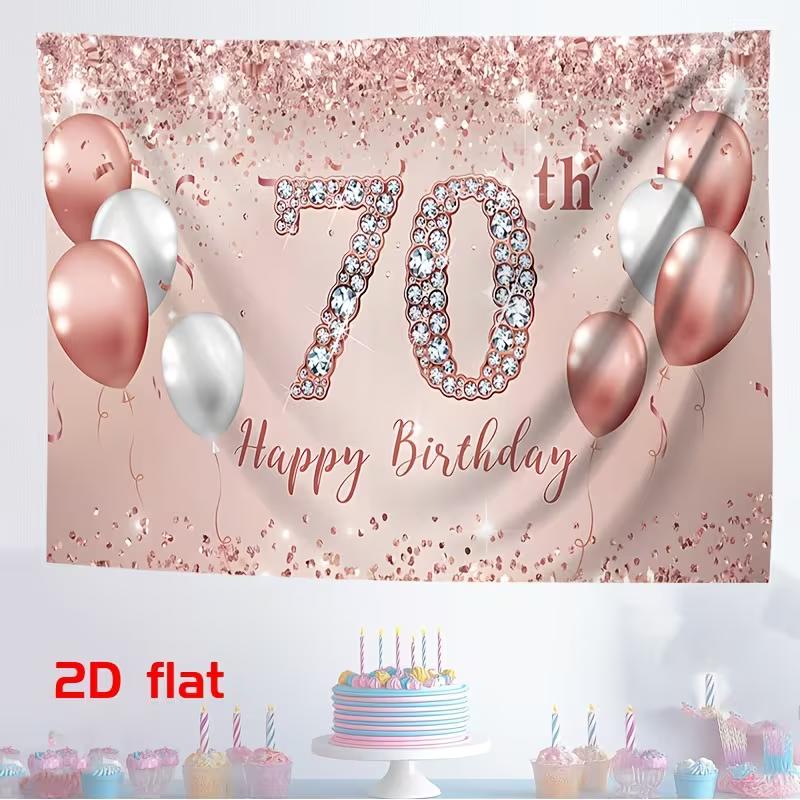 2D Rose Gold Diamond 70th Birthday Backdrop for Her Birthday Photoshoot
