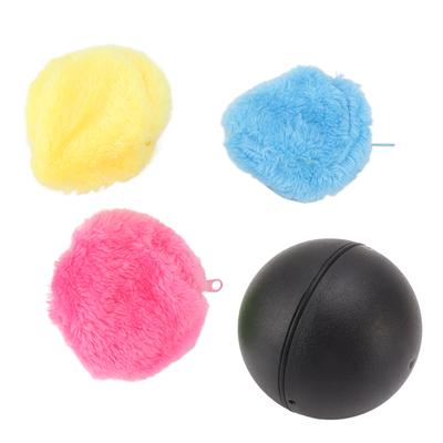 Automatisch rollender Ball Bodenreinigung Aufmerksamkeit erregen Haustier interaktives Rollball-Spielzeug mit Plüschbezug