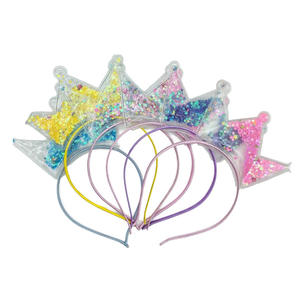 Glitter Plastic Cat Ear Hairband for Kids-Sweet Halloween Party Headband with Quicksand Crown Design