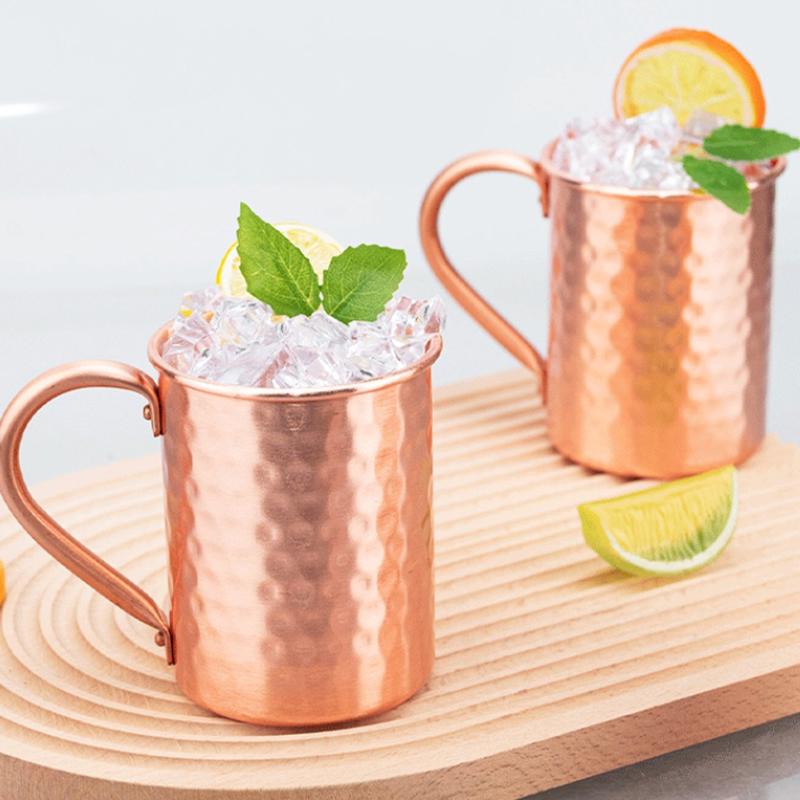500Ml 100% Copper Moscow Mule Mug Cocktail Wine Cup Hammered Coppery Beer Mugs Coffee Mug Milk Cup Bar Cup Drinkware Durable