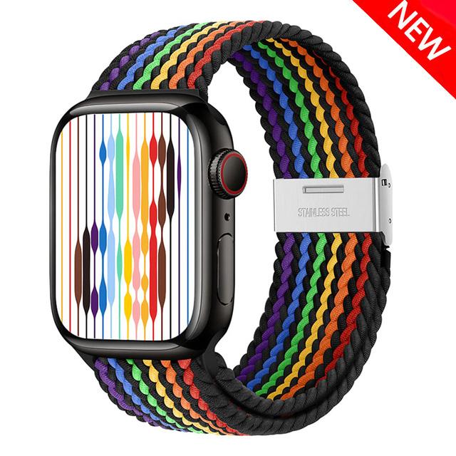 Braided Solo Loop Strap For Apple Watch Band 44mm 40mm 45mm 41mm 46mm 49mm Correa Bracelet iWatch Series Se 8 9 Ultra 2 3 10 11