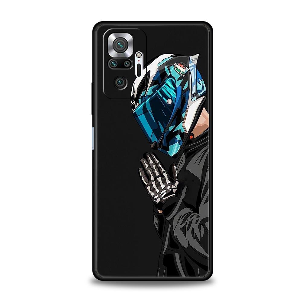Phone Case Cover for Redmi 14C 10C Note 15 14 13 12 10 11 Pro Plus K40 5G Soft TPU Shockproof Fundas Shell Motorcycle Rider Bags