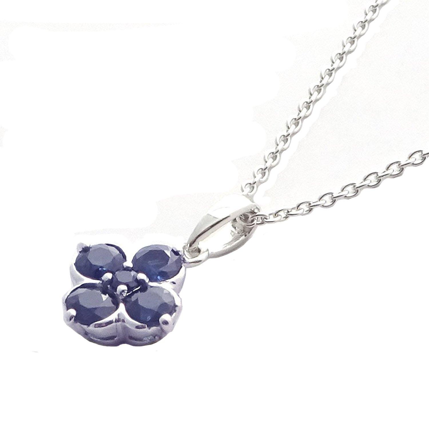 

and Me Jewelry Ожерелье с подвеской из серебра 925 пробы с натуральным сапфиром, мотив клевера, сапфир [You Box] 0,5 карата 0,5 карата [Подарочная упаковка]