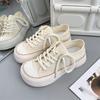 Fashion Spring fashion lace up white casual anti slip thick soled canvas shoes new niche round toe comfortable cute women's shoes