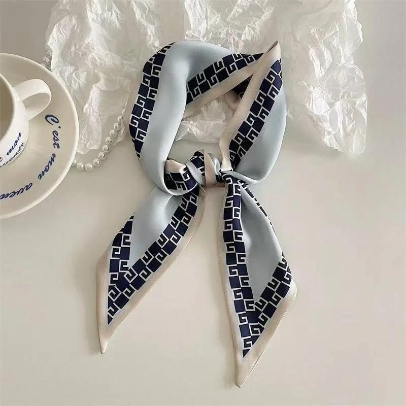 Set Series Silk Satin Scarf Women Cloth Hair Bands Headdress Accessories Lady Scarves Ribbon Neck Ties for Bag Handle/4pcs
