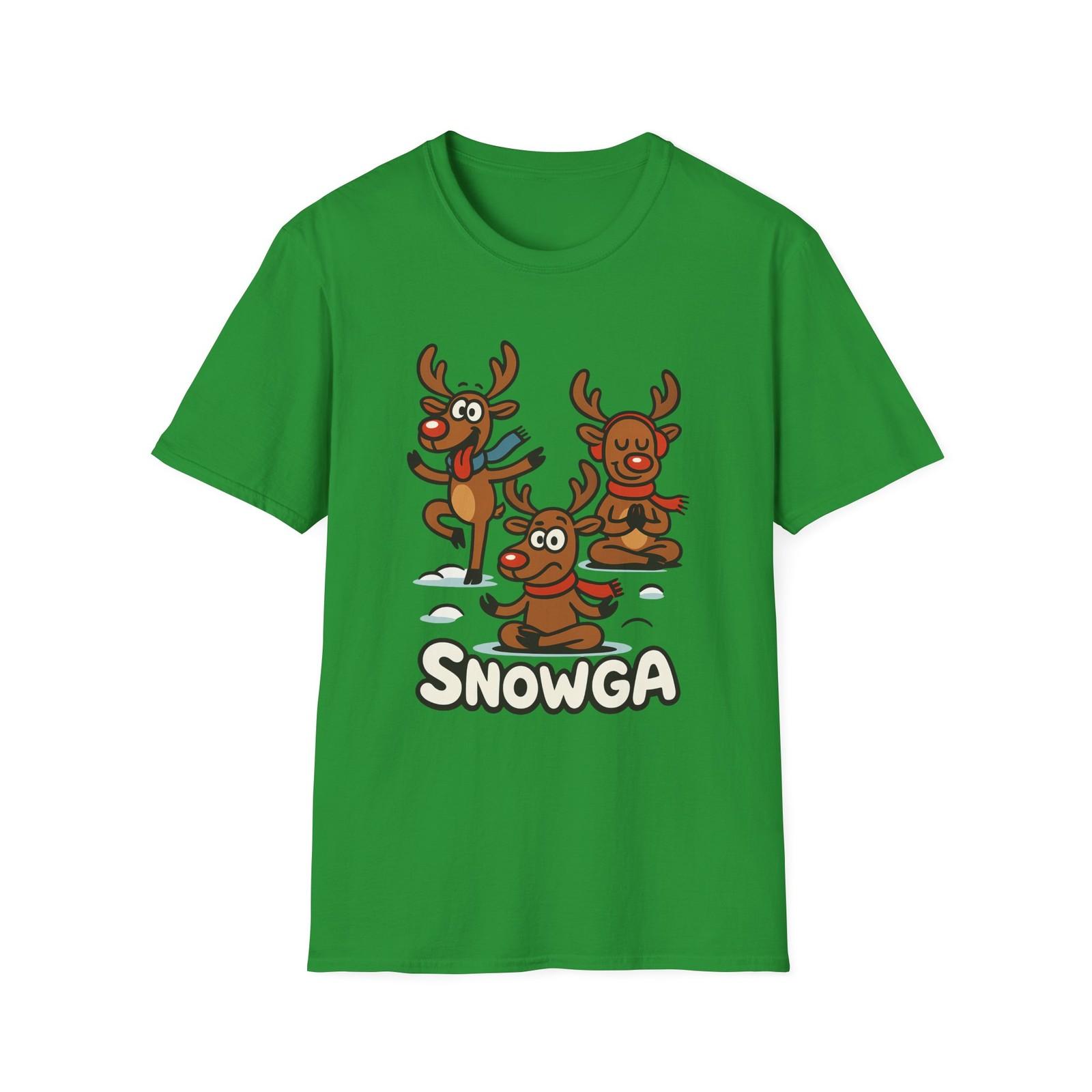 Unisex Softstyle T-Shirt Mens Womens Tees Top Snowga Cartoon Reindeer Yoga Funny Holiday Christmas 3XL