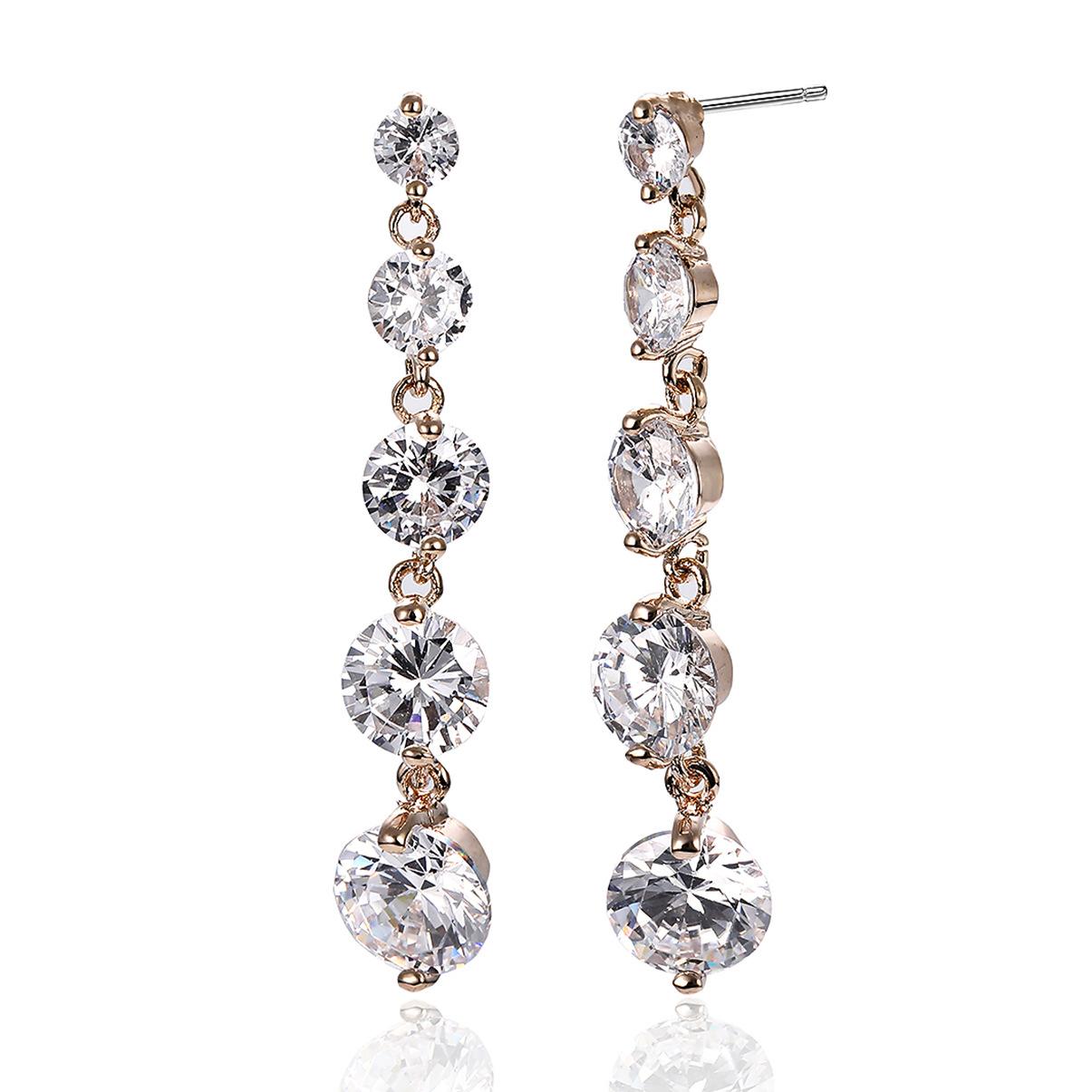 Luxury Zircon Tassel Drop Earrings Long Crystal Dangle Earrings Elegant Party Jewelry For Women