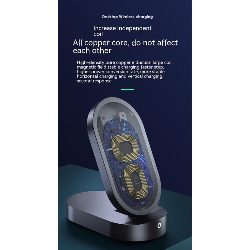 WS New Three-in-one Wireless Charger Charging Treasure Mobile Power Folding Wireless Charging 15W Gift Logo