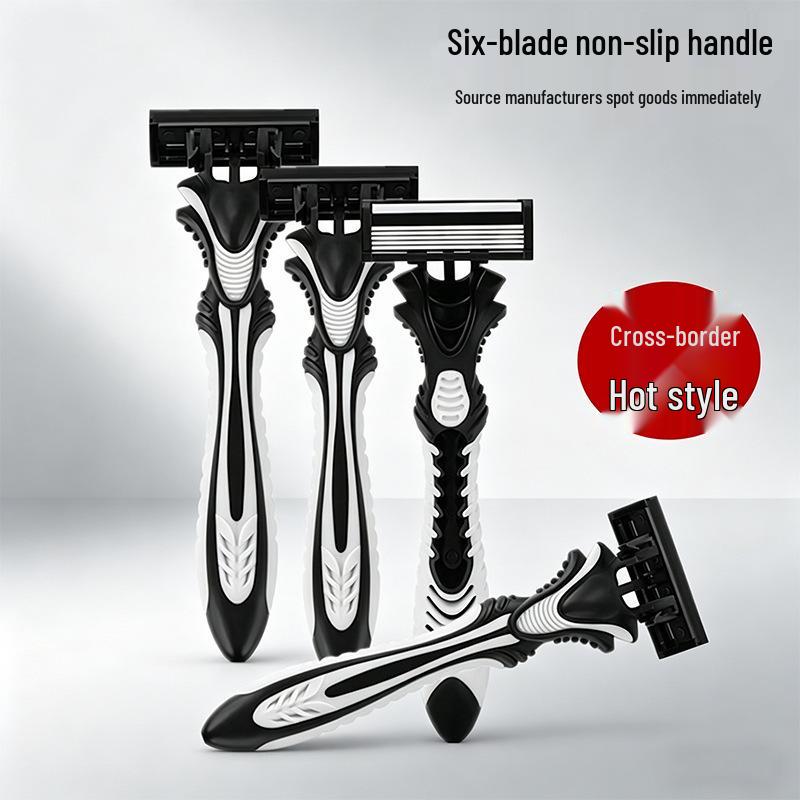 Six-Layer Razor Manual Shaver with Non-Slip Grasshopper Handle